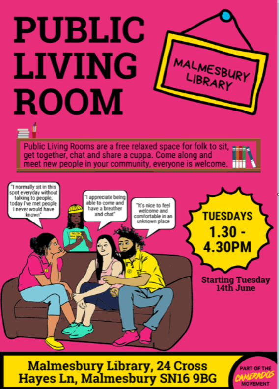 Public Living Room - Malmesbury Library -Tuesdays 1.30 to 4.30pm